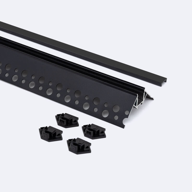 Perfil Alumínio Integração em Gesso / Pladur Esquina Arista Fita LED até 9 mm