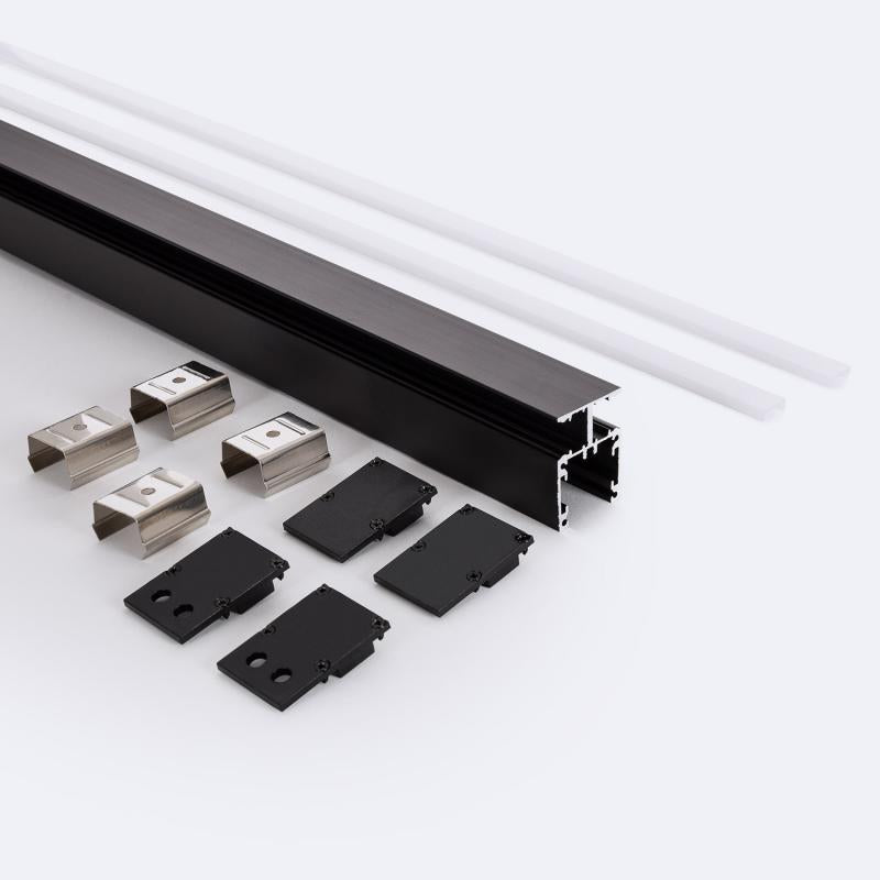 Perfil Alumínio Superfície Dupla Cara 2m Preto para Fita LED até 10 mm