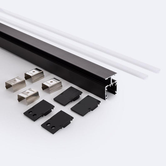 Perfil Alumínio Superfície Dupla Cara 2m Preto para Fita LED até 10 mm