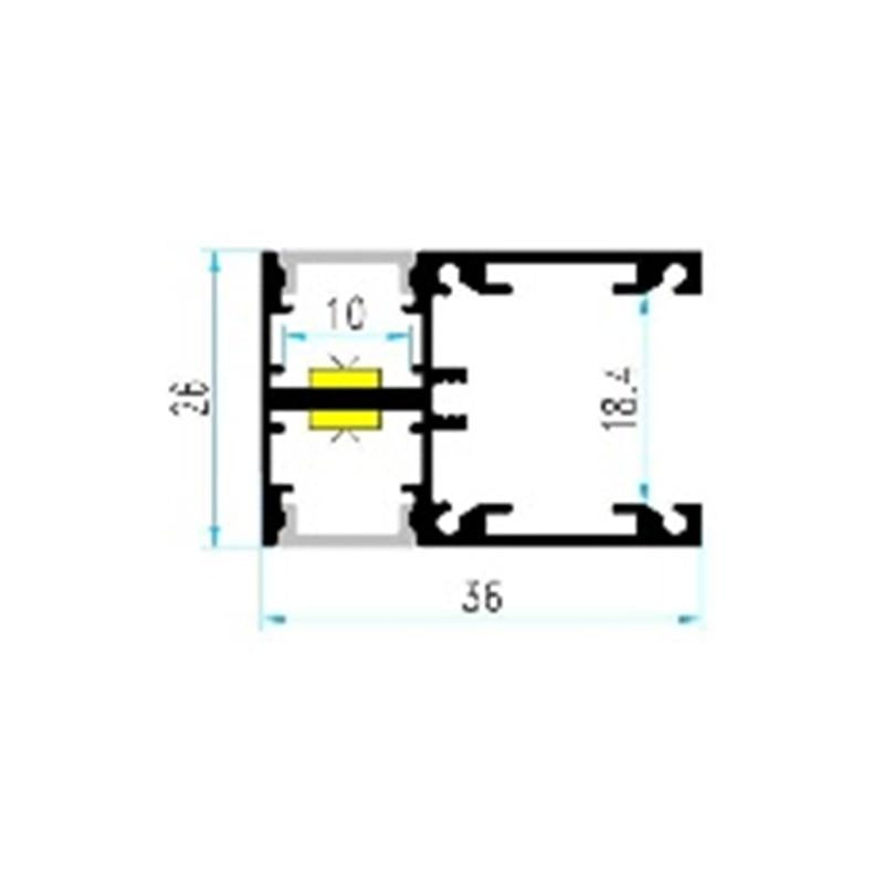 Perfil Alumínio Superfície Dupla Cara 2m Preto para Fita LED até 10 mm