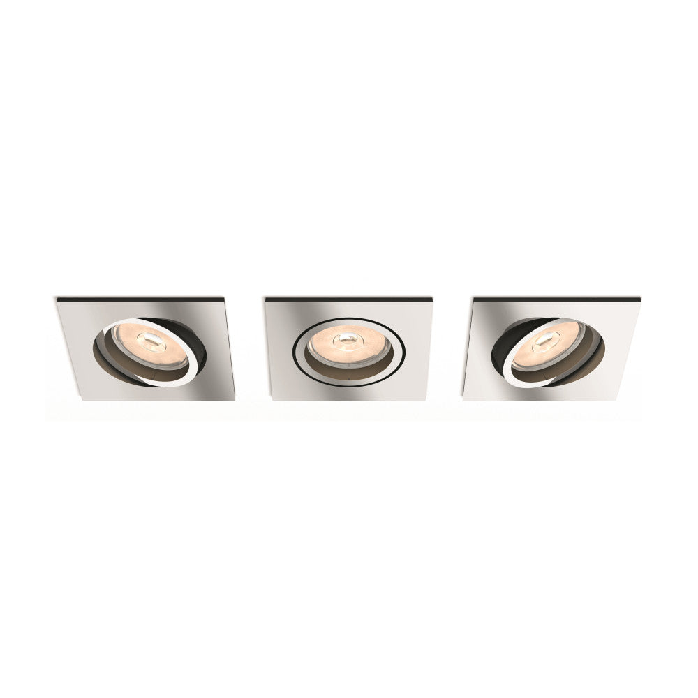Conjunto de 3 Anels Recesso Philips "Donegal" Quadrado Cromado Gu10