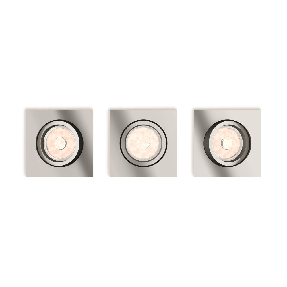 Conjunto de 3 Anels Recesso Philips "Donegal" Quadrado Cromado Gu10