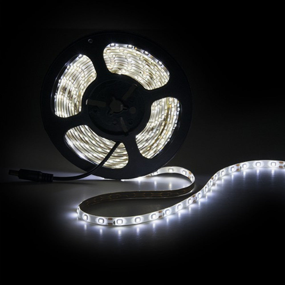 Faixa de 300 LEDs 24W 1.200Lm CRI85 6000ºK SMD3528 12VDC IP65 x5M 40.000H-Branco