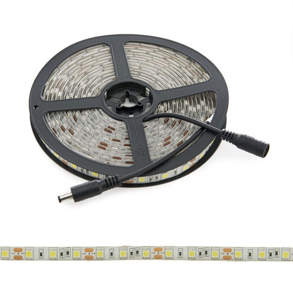 Faixa de 300 LEDs 72W 4.200Lm CRI85 6000ºK SMD5050 12VDC IP65 x5M 40.000H-Branco
