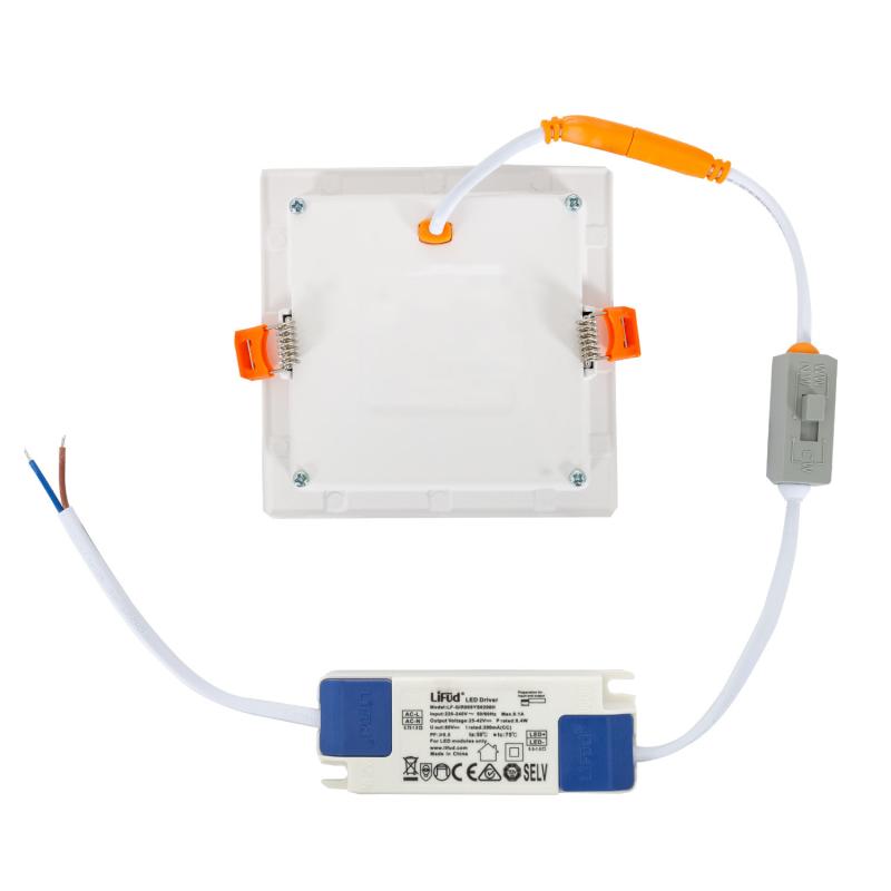 Placa LED 10W CCT Seleccionável Quadrada Slim Microprismático (UGR17) LIFUD Corte 110x110 mm