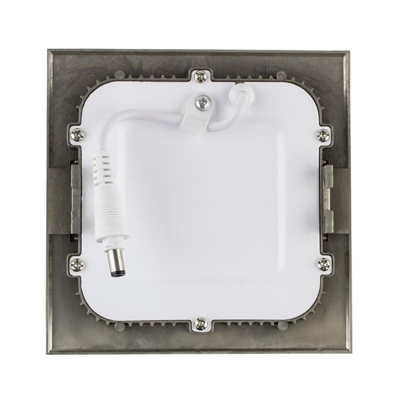 Placa LED 6W Quadrada SuperSlim Prata Corte 105x105mm