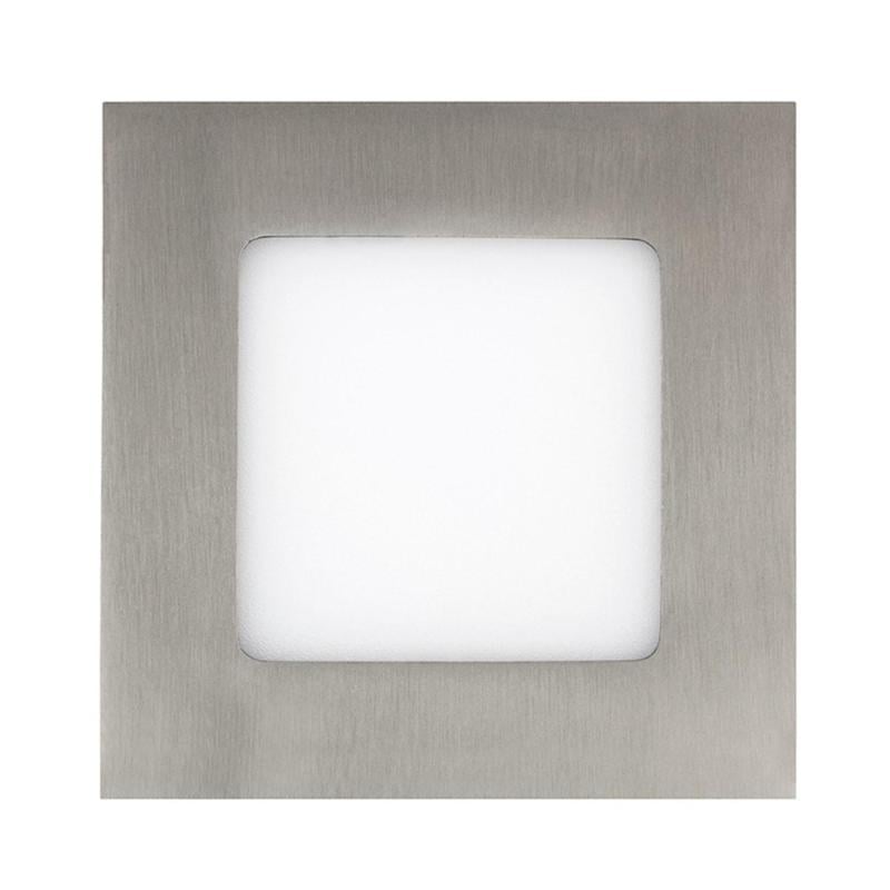 Placa LED 6W Quadrada SuperSlim Prata Corte 105x105mm
