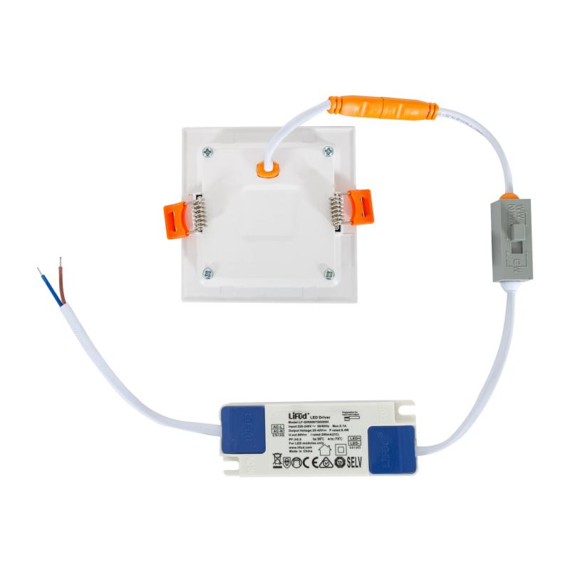 Placa LED 7W CCT Seleccionável Quadrada Slim Microprismática (UGR17 LIFUD) Corte 75x75 mm