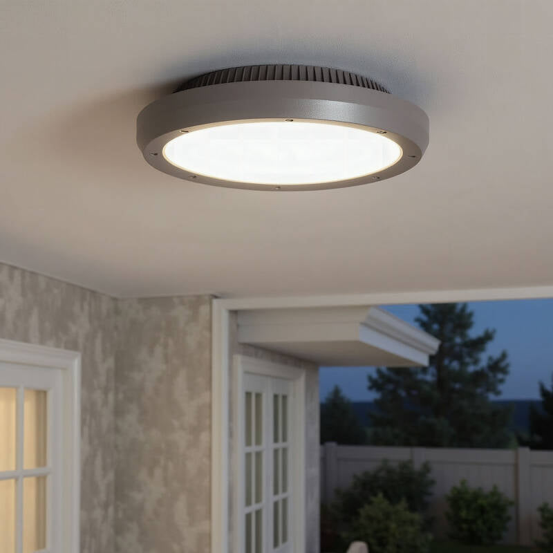 Plafon de Teto Circular para Exterior Ø300 mm IP65 Curio Cinzento