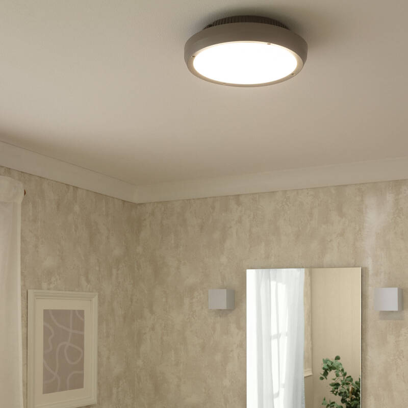 Plafon de Teto Circular para Exterior Ø300 mm IP65 Curio Cinzento