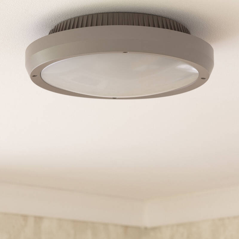 Plafon de Teto Circular para Exterior Ø300 mm IP65 Curio Cinzento