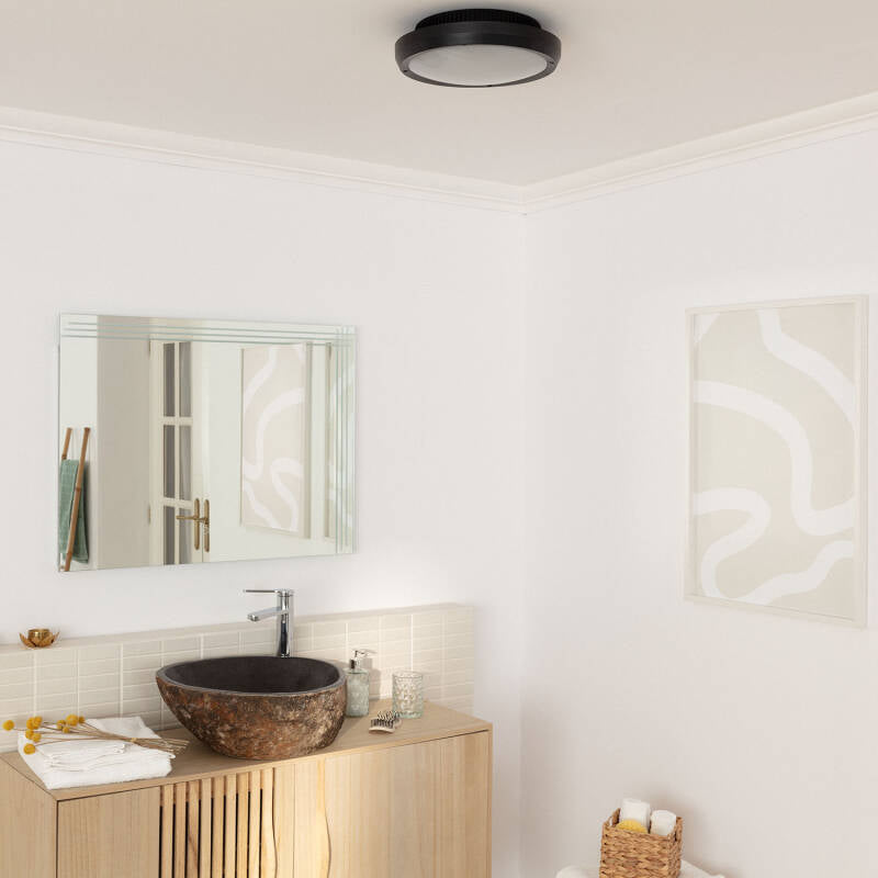Plafon de Teto Circular para Exterior Ø300mm IP65 Curio Preto