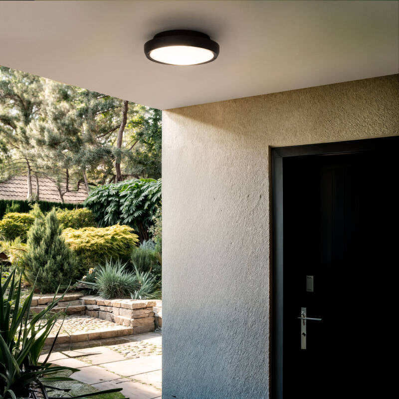 Plafon de Teto Circular para Exterior Ø300mm IP65 Curio Preto