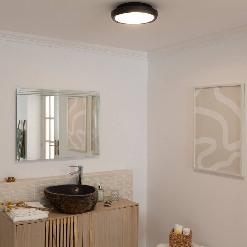 Plafon de Teto Circular para Exterior Ø300mm IP65 Curio Preto