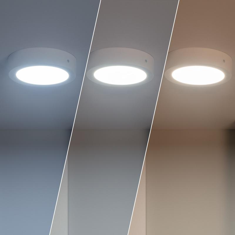 Plafon LED 12W Circular SwitchCCT Seleccionável Ø170 mm Regulação Compatível com Comando RF V2
