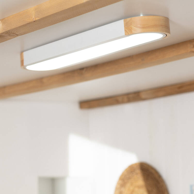 Plafón LED 15W Quadrado em Madeira e Alumínio 370x370 mm CCT Selecionável Dari