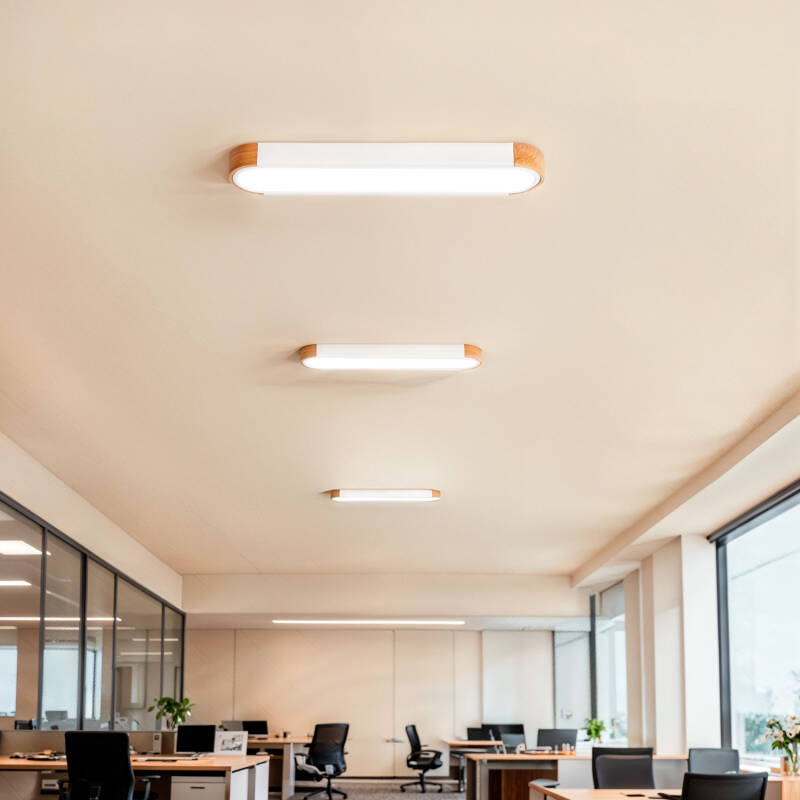 Plafón LED 15W Quadrado em Madeira e Alumínio 370x370 mm CCT Selecionável Dari