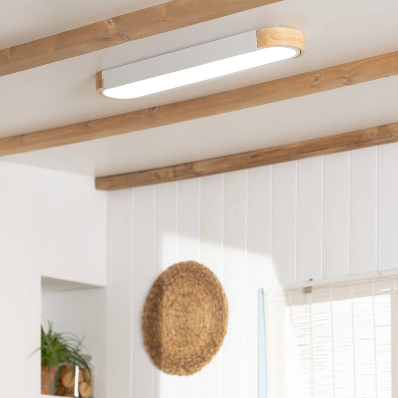 Plafón LED 15W Quadrado em Madeira e Alumínio 370x370 mm CCT Selecionável Dari