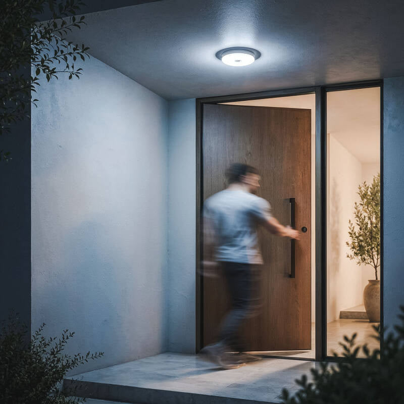 Plafon LED 18W Circular Ø290 mm No Flicker com Sensor de Movimento PIR e Crepuscular