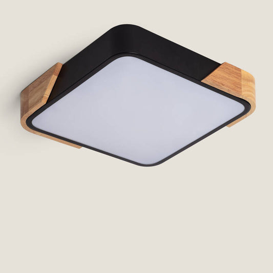 Plafón LED de teto 18W Quadrado em Madeira e Alumínio 325x325 mm CCT Selecionável Semi-Dari