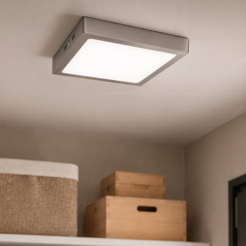 Plafón LED 18W Quadrado Metal 225x225 mm Silver