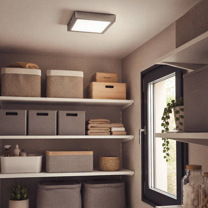 Plafón LED 18W Quadrado Metal 225x225 mm Silver