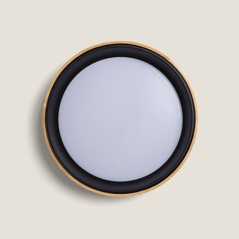 Plafón LED 20W Circular em Madeira e Alumínio Ø470 mm CCT Selecionável Dari