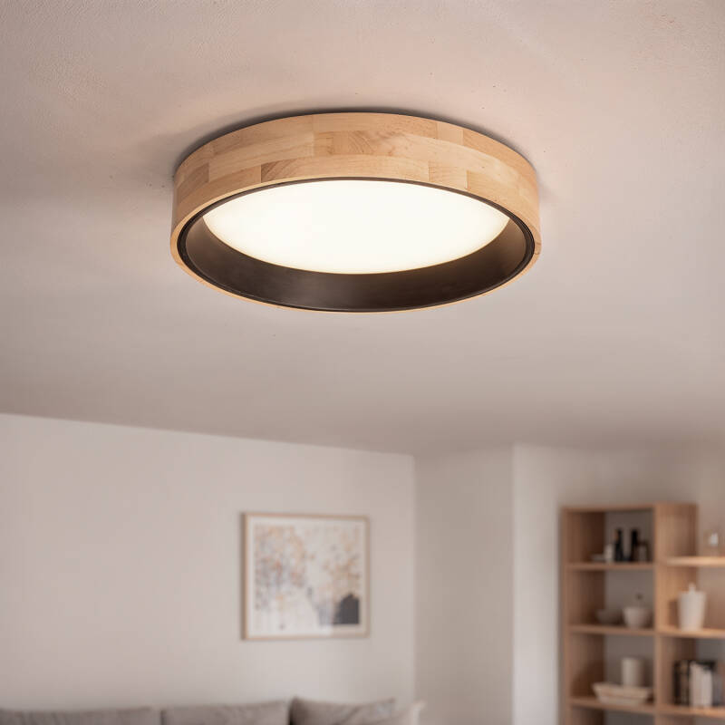 Plafón LED 20W Circular em Madeira e Alumínio Ø470 mm CCT Selecionável Dari