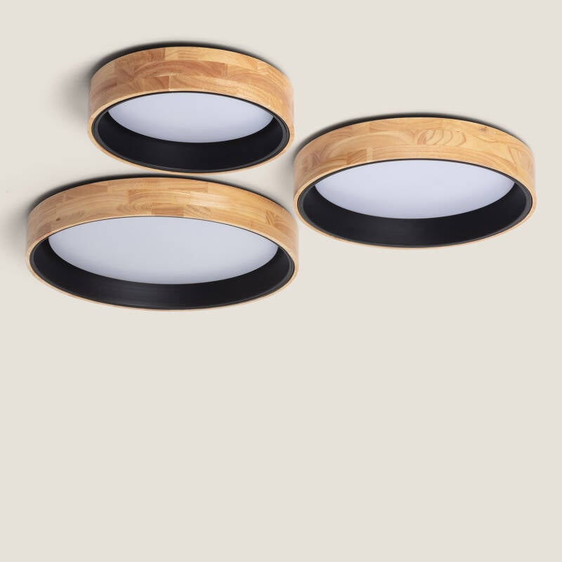 Plafón LED 20W Circular em Madeira e Alumínio Ø470 mm CCT Selecionável Dari