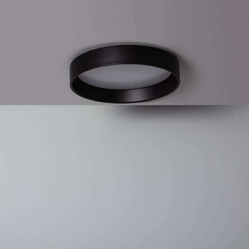 Plafón LED 20W Circular em Metal, Ø450 mm, Preto, Design