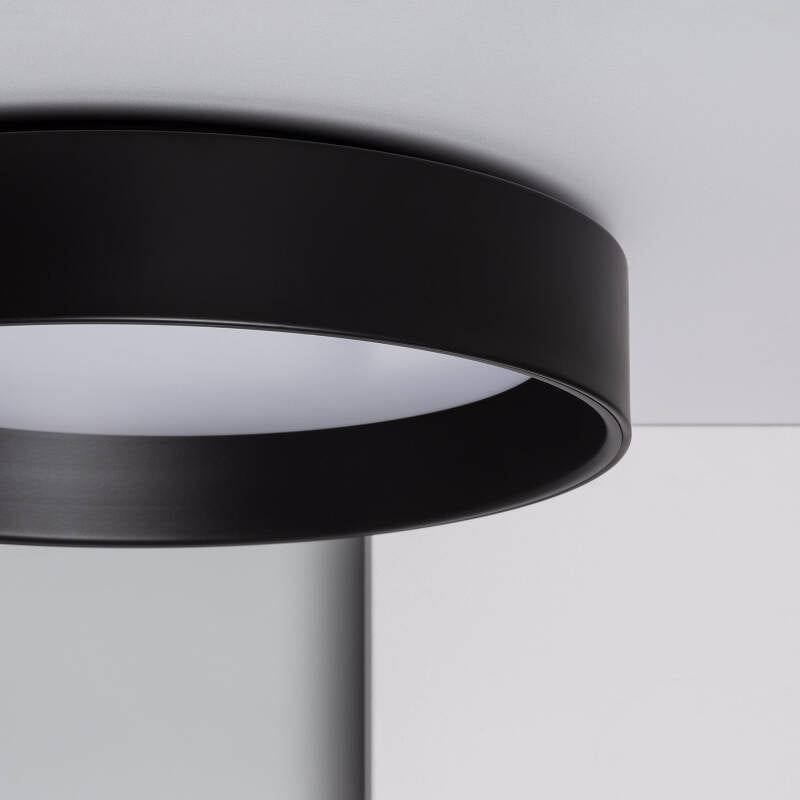 Plafón LED 20W Circular em Metal, Ø450 mm, Preto, Design