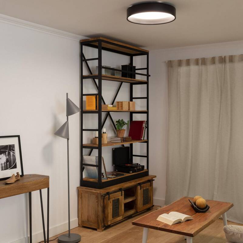 Plafón LED 20W Circular em Metal, Ø450 mm, Preto, Design