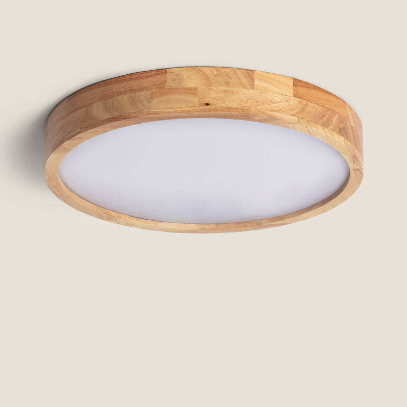 Plafón LED 20W Circular Madeira Ø400 mm CCT Seleccionável Kayu