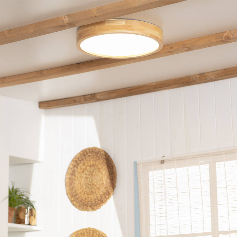 Plafón LED 20W Circular Madeira Ø400 mm CCT Seleccionável Kayu