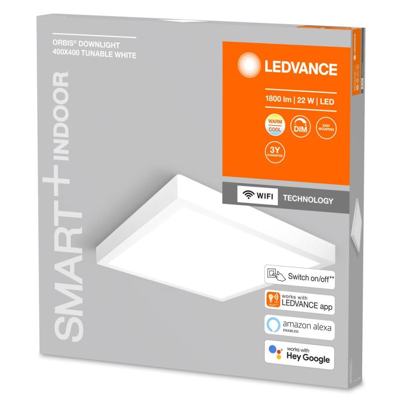 Plafon LED 22W CCT Seleccionável Quadrado 400x400 mm Smart+ WiFi ORBIS LEDVANCE 4058075572973