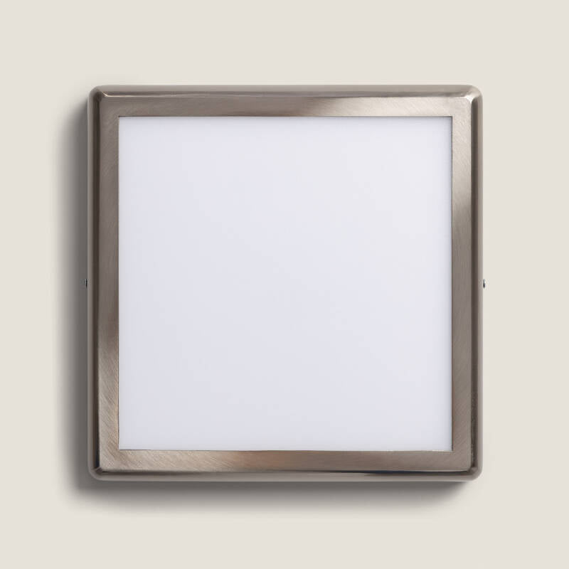 Plafón de Teto LED Quadrado de Metal, 24 W, 300 x 300 mm, Design Prateado