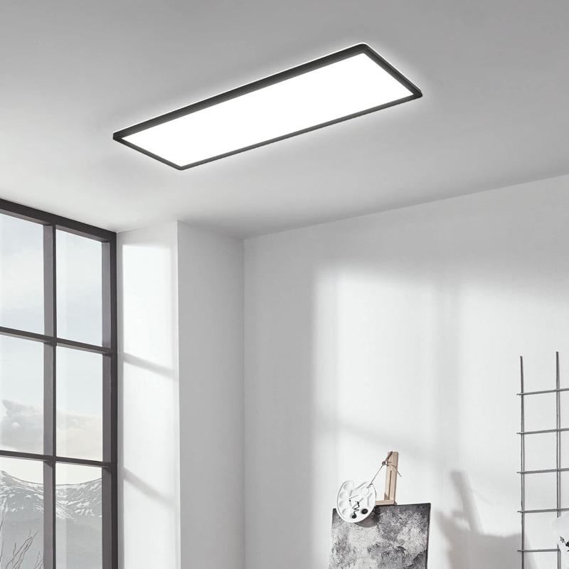 Plafon LED 24W Retangular SwitchCCT Seleccionável 580x200 mm Iluminação Dupla Preto