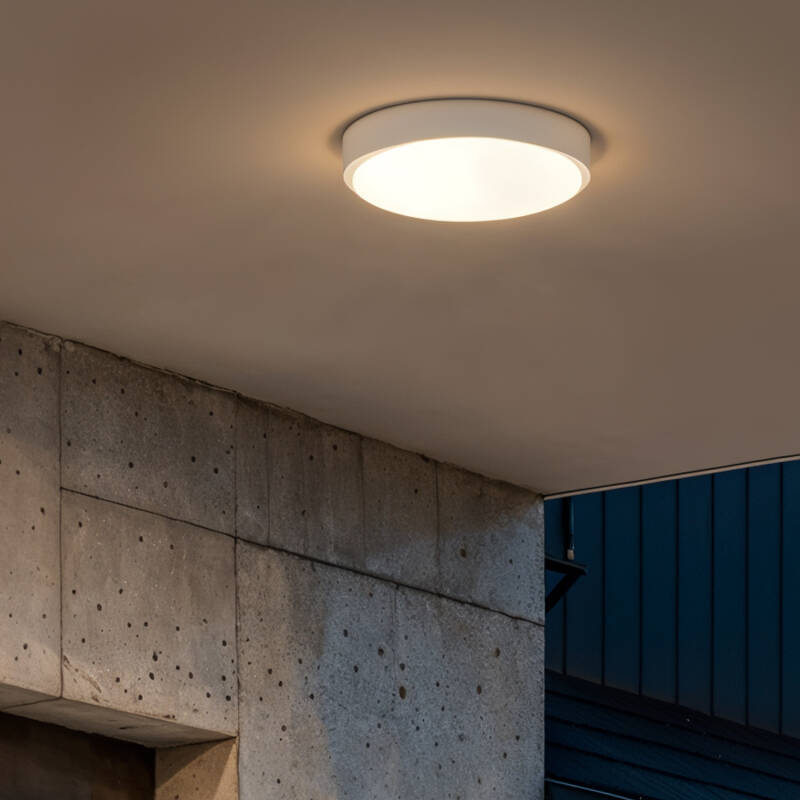 Plafón LED 25W Circular para Exterior Ø175 mm IP65 com Detector de Movimento Hublot White