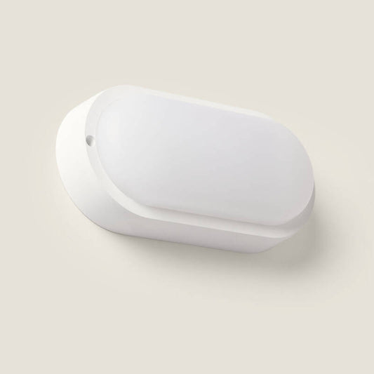 Plafon LED 25W Oval Exterior 94x198mm IP65 com Sensor de Movimento e Crepuscular Hublot White