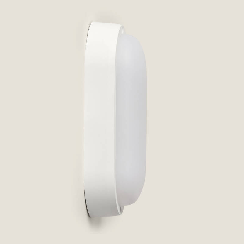 Plafon LED 25W Oval Exterior 94x198mm IP65 com Sensor de Movimento e Crepuscular Hublot White