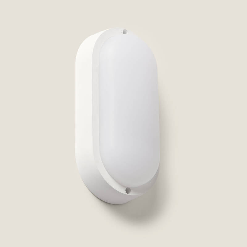 Plafon LED 25W Oval Exterior 94x198mm IP65 com Sensor de Movimento e Crepuscular Hublot White