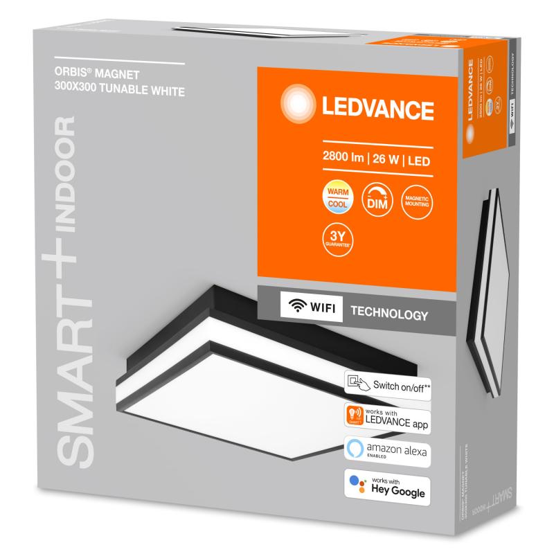 Plafon LED 26W CCT Seleccionável 300x300 mm Quadrado Smart+ WiFi ORBIS Magnet LEDVANCE 4058075572799
