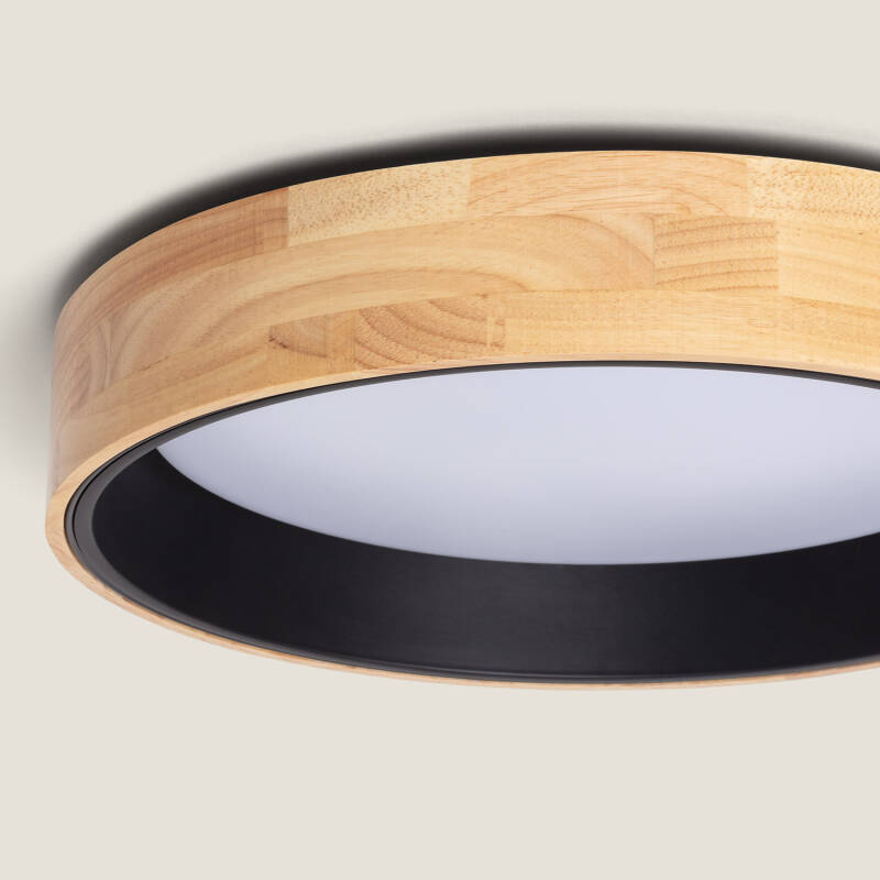 Plafón LED 30W Circular em Madeira e Alumínio Ø570 mm CCT Selecionável Dari