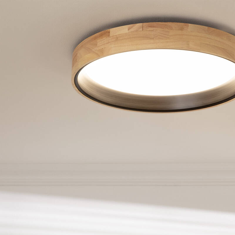 Plafón LED 30W Circular em Madeira e Alumínio Ø570 mm CCT Selecionável Dari