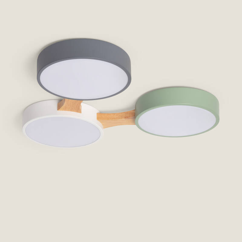 Plafón 30W LED em Madeira e Alumínio com CCT Selecionável Sams