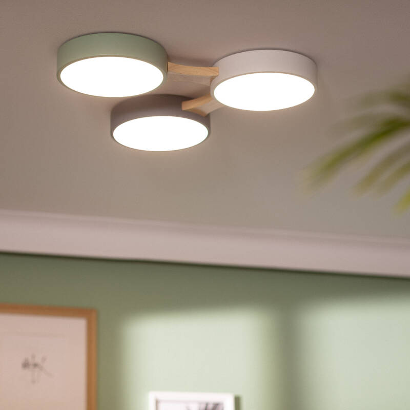Plafón 30W LED em Madeira e Alumínio com CCT Selecionável Sams