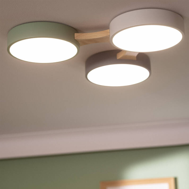 Plafón 30W LED em Madeira e Alumínio com CCT Selecionável Sams