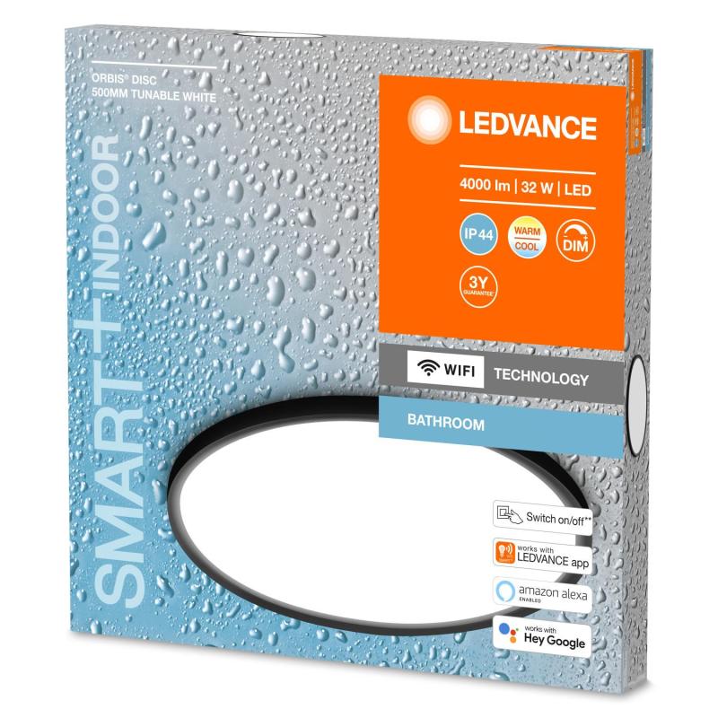 Plafon LED 32W CCT Seleccionável Circular para Casas de Banho Ø500 mm Smart+ WiFi IP44 ORBIS LEDVANCE 4058075573635