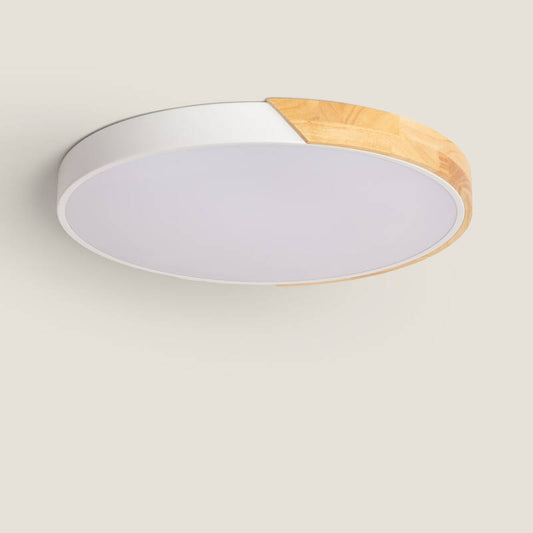 Plafón LED 36W Circular Madeira e Alumínio Ø500 mm CCT Selecionável Semi-Dari
