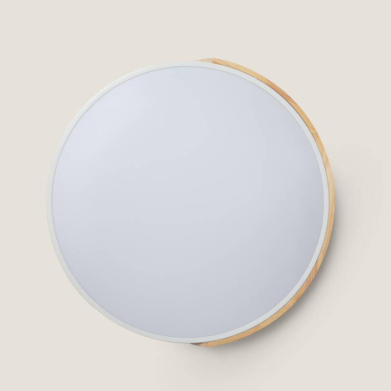 Plafón LED 36W Circular Madeira e Alumínio Ø500 mm CCT Selecionável Semi-Dari